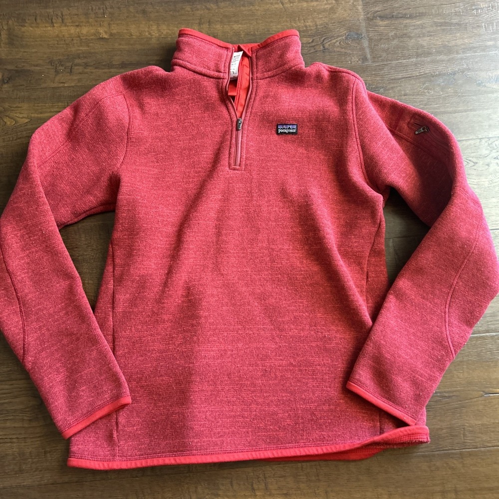 Patagonia Womens Large Better Sweater 1/4 Zip Fleece Pullover Red